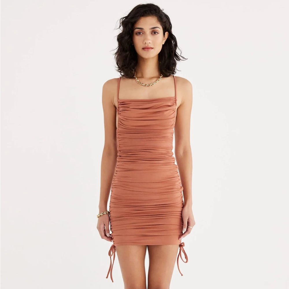 Paige Jersey Ruched Mini Dress Large